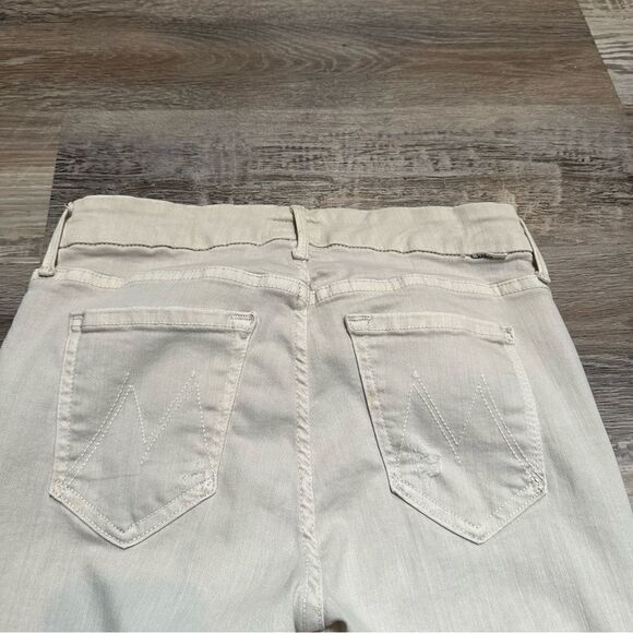 MOTHER Jeans Women’s Size 25 The Looker Crop Ivory Distressed Neutral Minimalist - Picture 8 of 12
